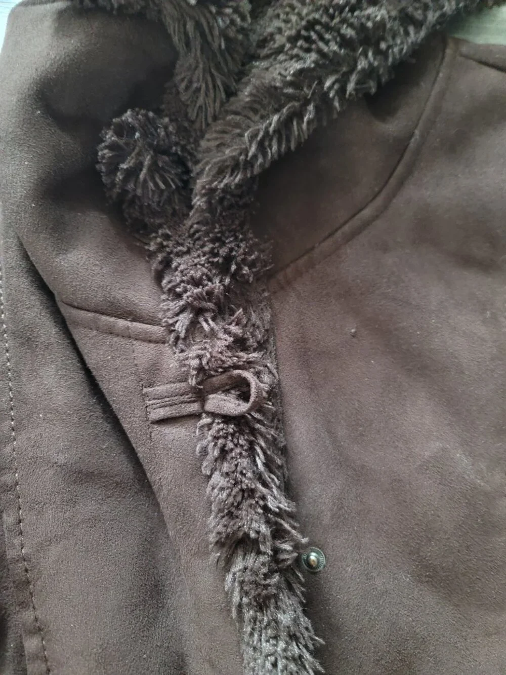 Womens dark brown full button up hooded Jones New York Sport coat - size L